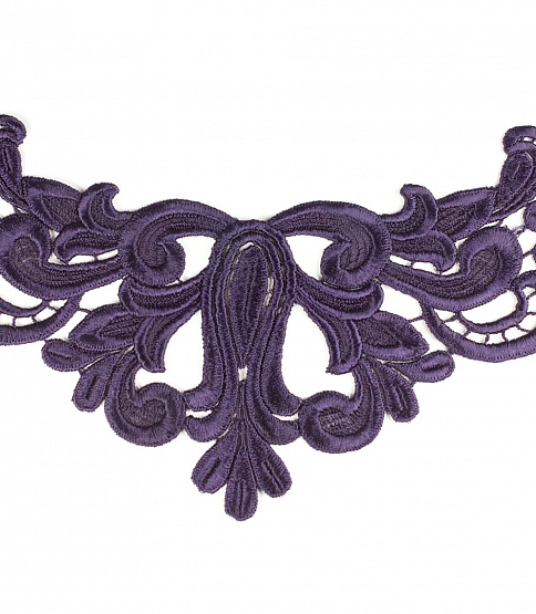 Guipure Lace Neckline Applique Purple - Click Image to Close